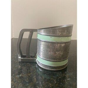 Omega Sift-Chine Flour Sifter with Squeeze Handle and Green Stripes, Vintage Kit